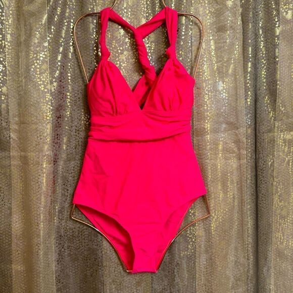 No brand Other - Womens Hot Neon Pink One Piece Twist Back Swimsuit Small NWOT